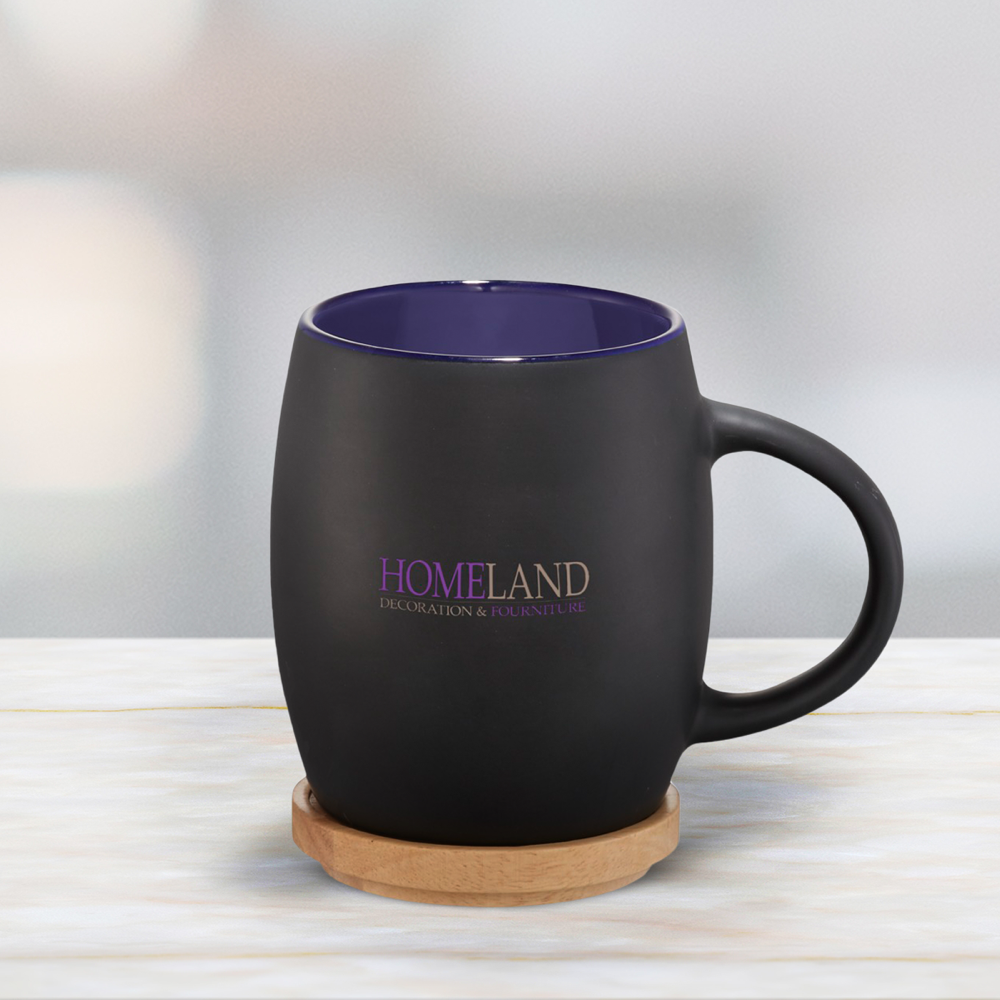 Ceramic Mug with Wooden Coaster