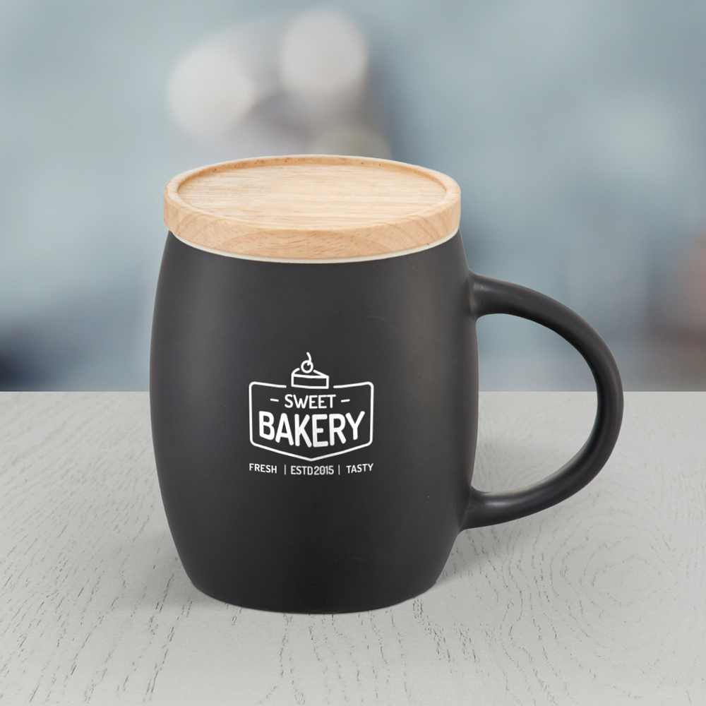 Ceramic Mug with Wooden Coaster